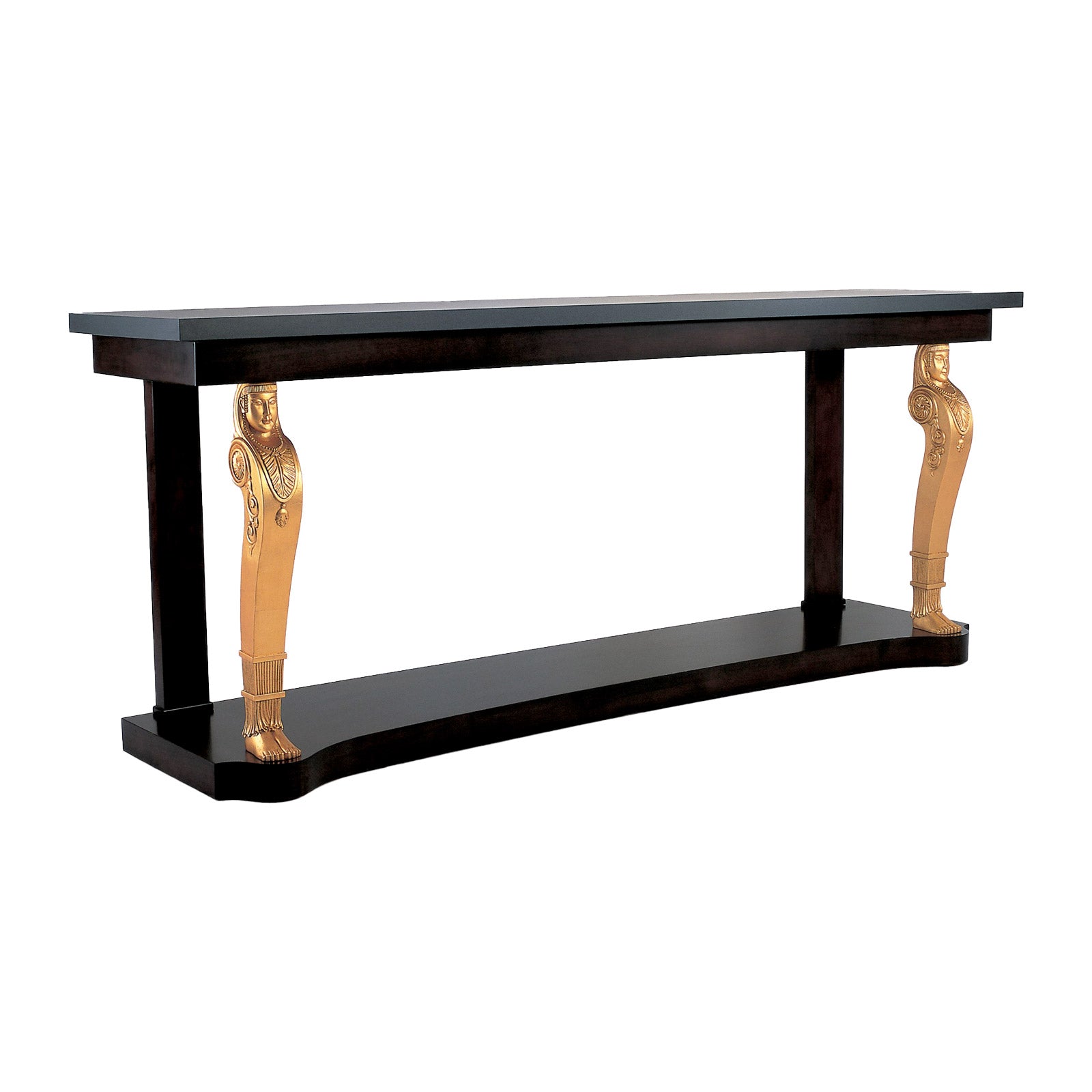 Bolier Classics Console With Gold Leaf Egyptian Carved Legs