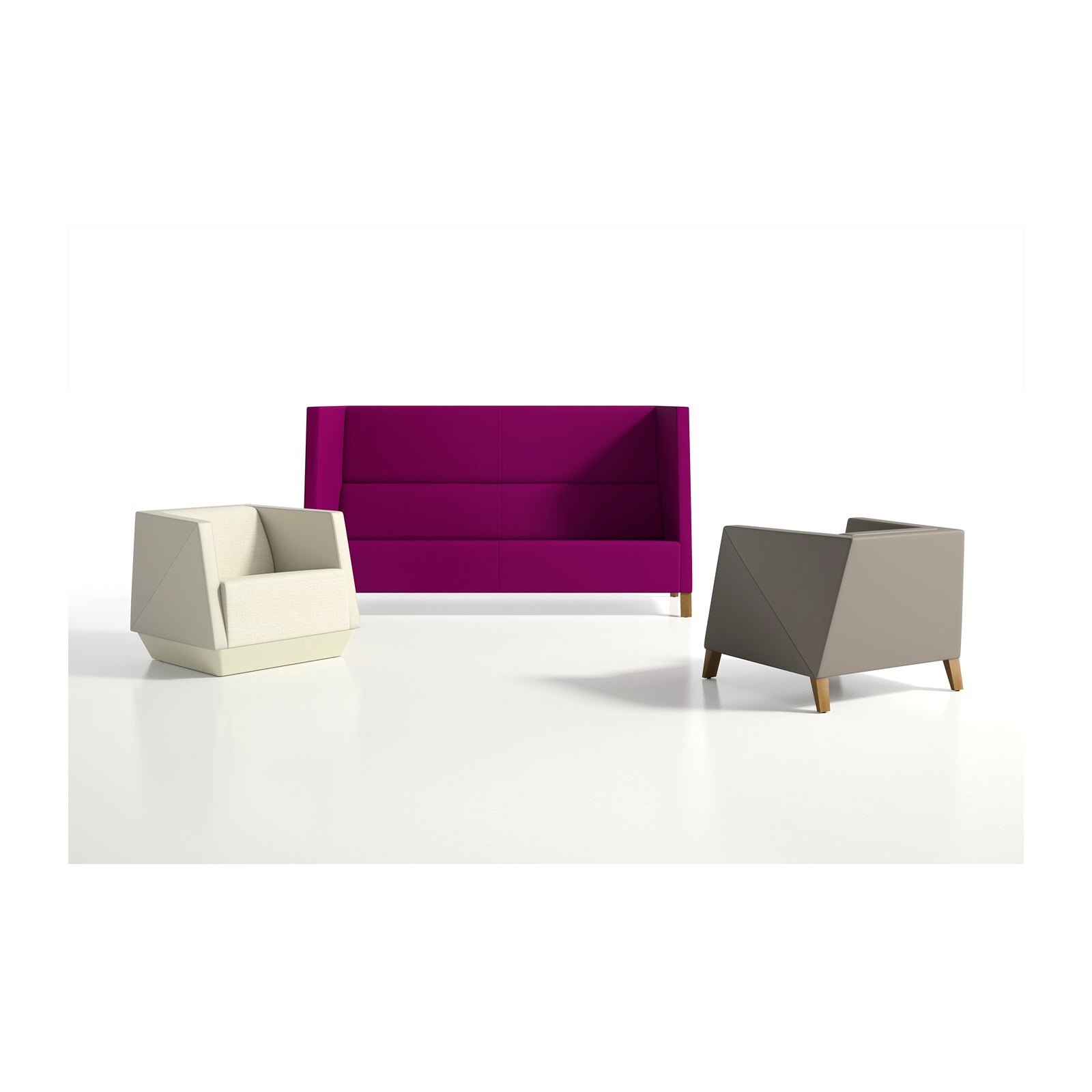 Caid High Back Sofa Wood Legs