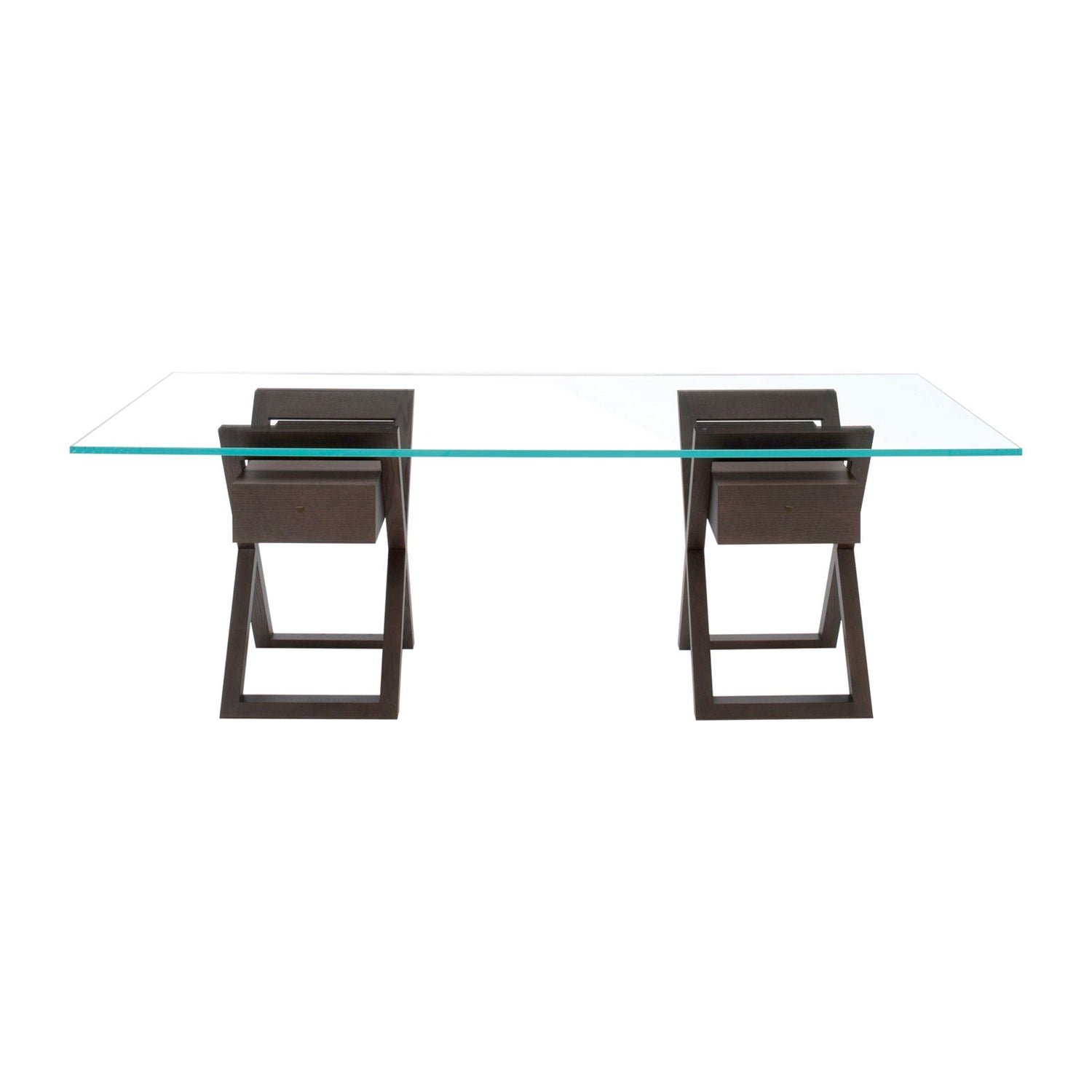 Objets Dining Table with Glass Top and Drawers