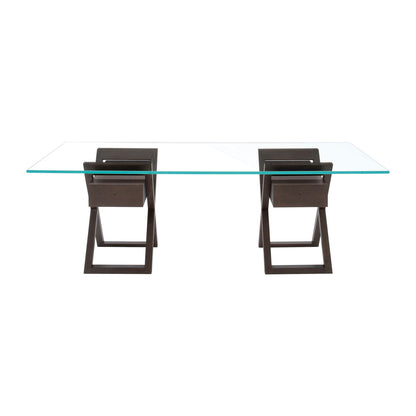 Objets Dining Table with Glass Top and Drawers