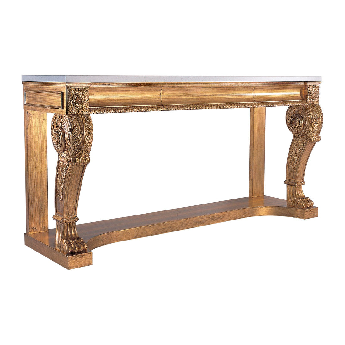 Bolier Classics Carved Louis XVI Console With Gold Leaf Finish