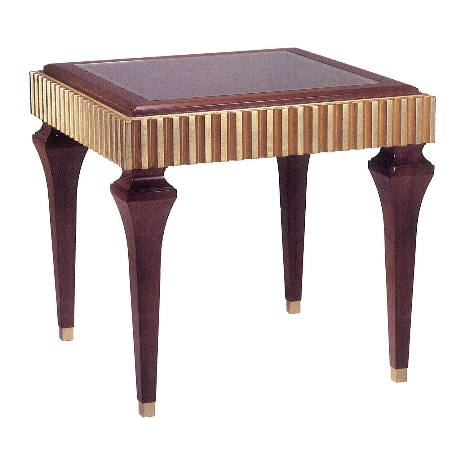 Bolier Classics Side Table With Glass Top &amp; Gold Leaf Accents