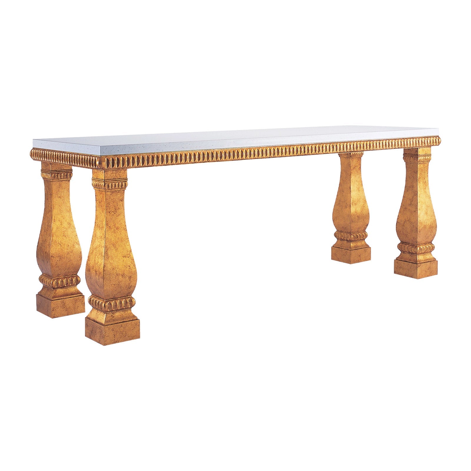 Bolier Classics Transitional Console In Gold Leaf Finish With Marble Top