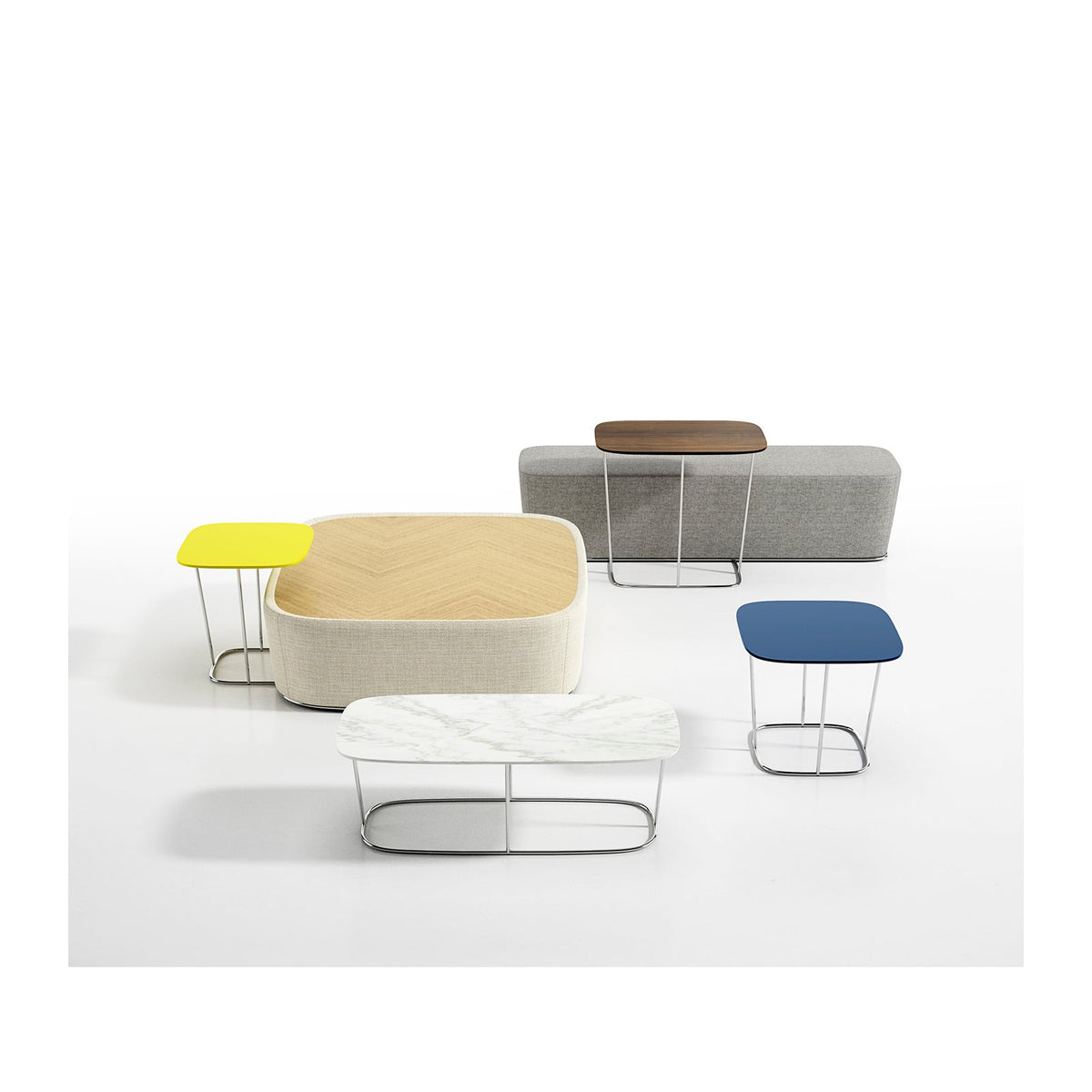 Ellsworth ottoman with inset wood top