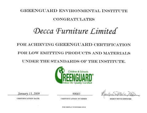 decca greenguard certificate