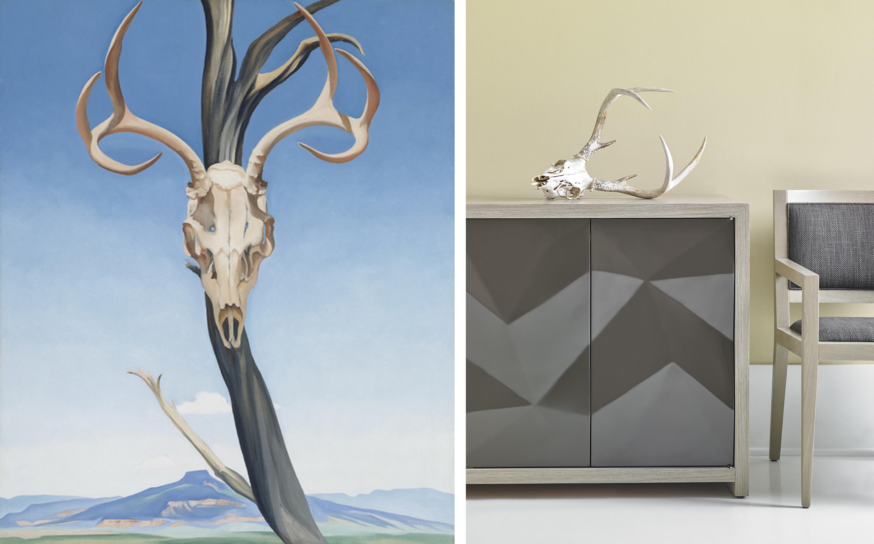 Georgia O'Keefe's Deer's Skull with Pedernal and Bolier Modern Desert