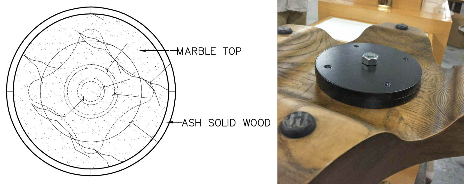 Dining table base with extra weight+ shop drawing