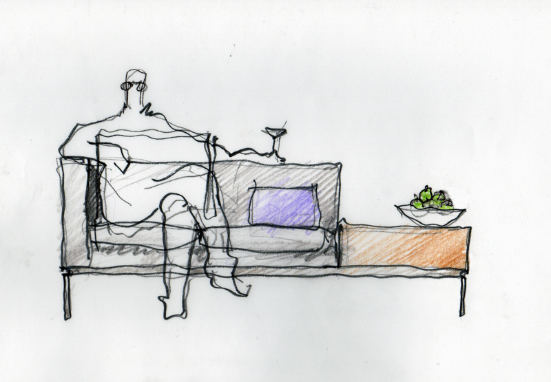 Brian Graham's sketch of the Span Collection designed for Decca Contract by Decca