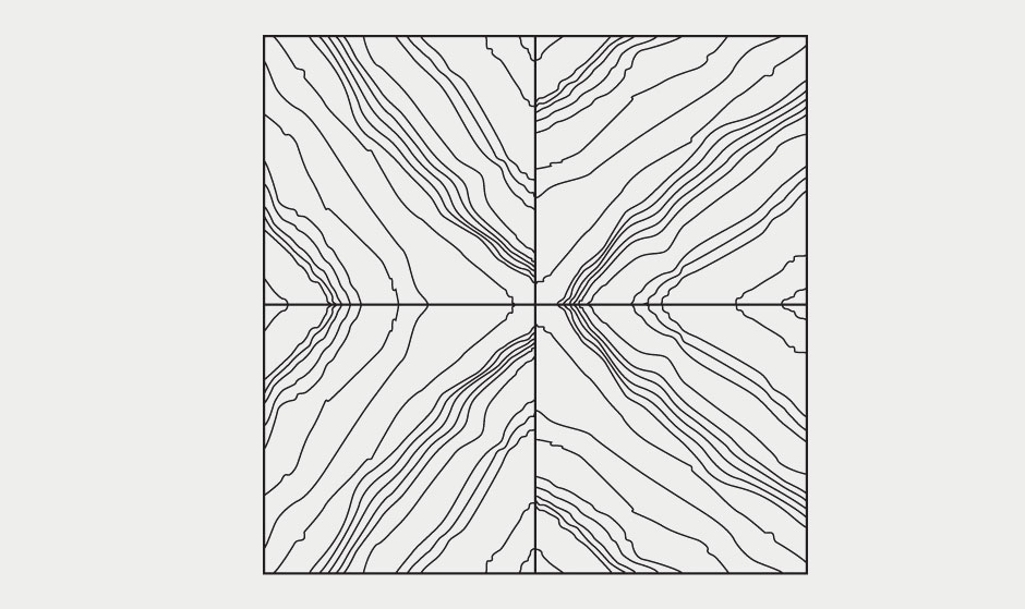 Finishes-layup veneer reverse diamond