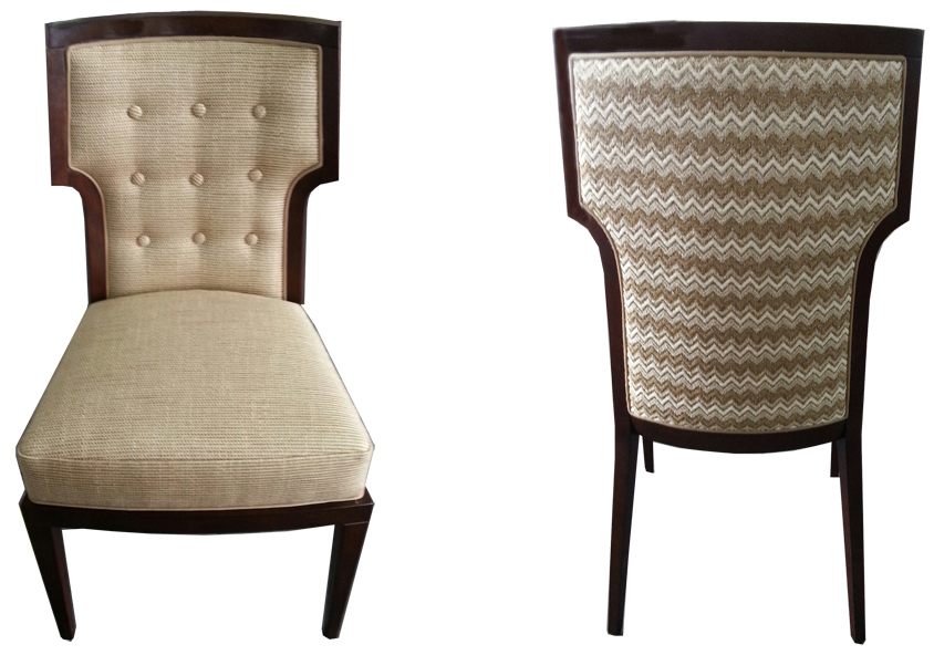 Customised Atelier dining chair designed by Joanna Trading for the Wimbledon's Club dining room 