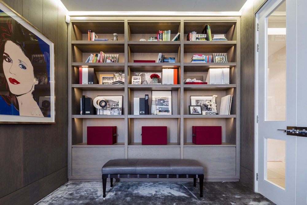 Decca London-residential projects-Michael Veal-private office-study room-leather bench-bespoke by decca