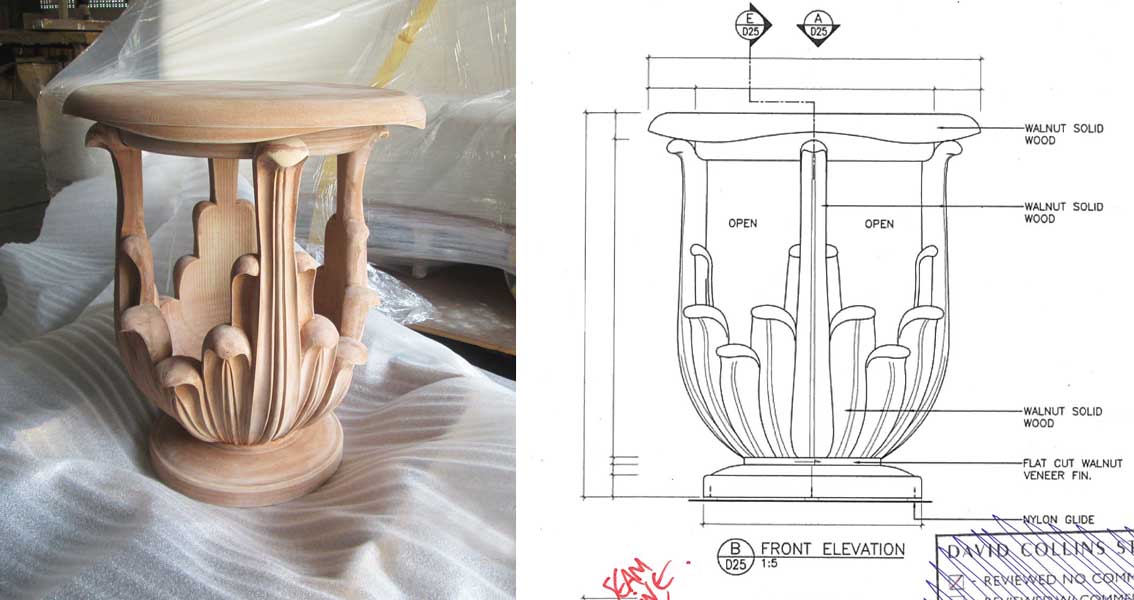 The Ritz Carlton Residences MahaNakhon David Collins x Decca hand-carved side table detail