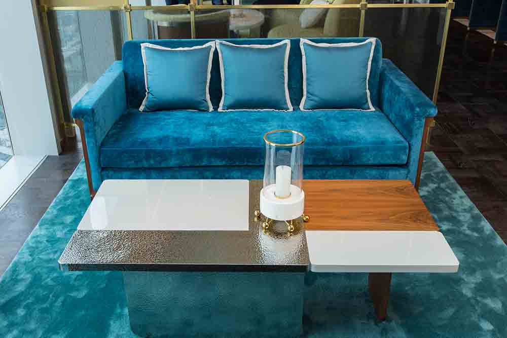 The Ritz Carlton Residences coffee table hammered metal detail