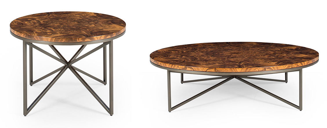 Domicile Collection - Occasional tables with amber crotch tops