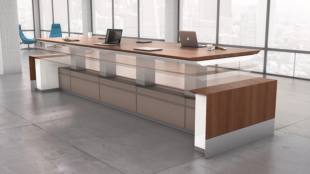 Motile Height Adjustable Conference Table With Wireless Charge Spots