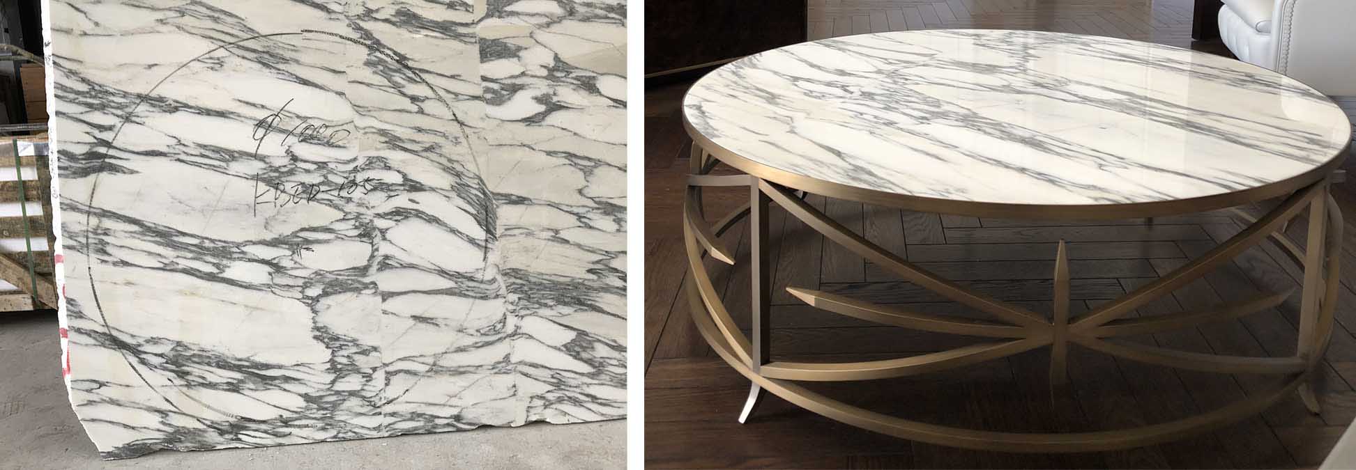 Marble for custom cocktail table by Decca London