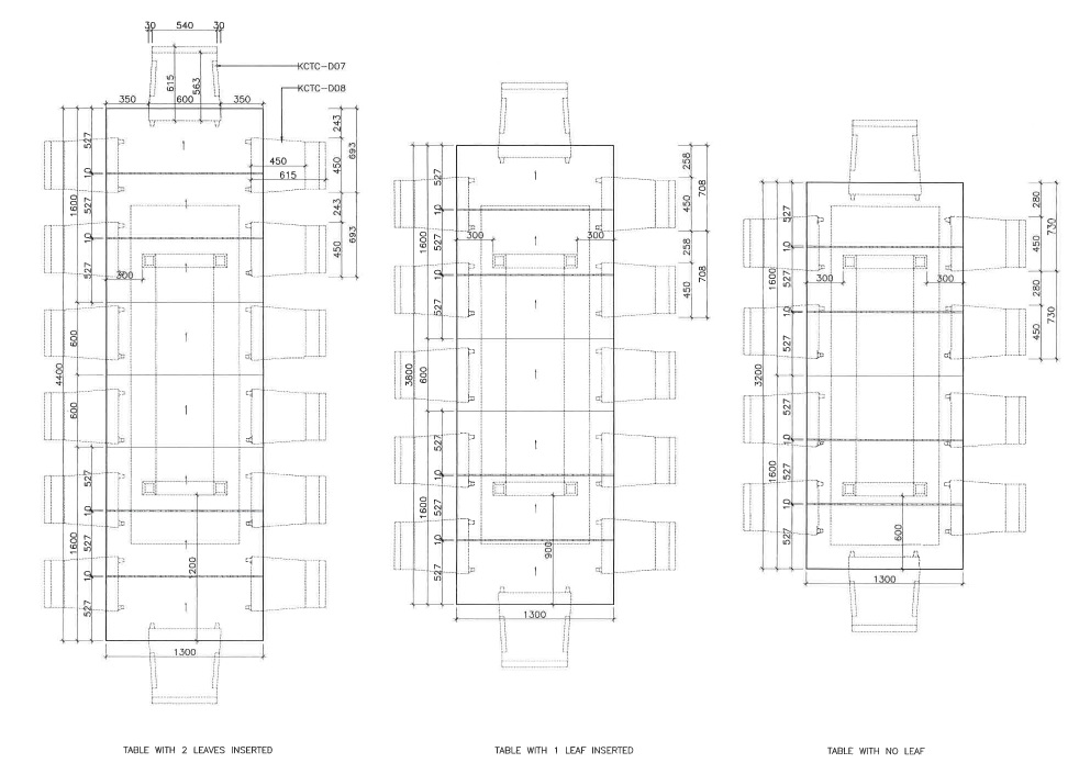 bespoke dining table technical drawing