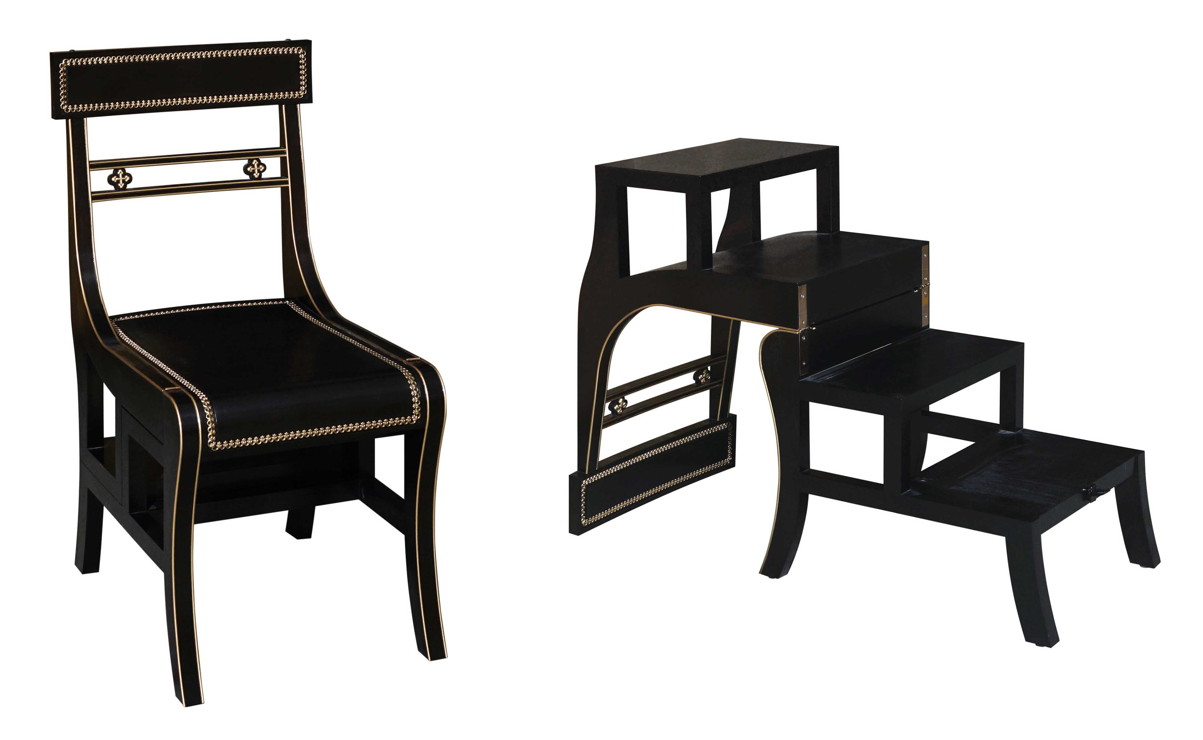 bespoke library chair and stool by Decca London