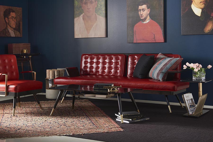 The London Collection By Bert Frank_red leather sofa room set