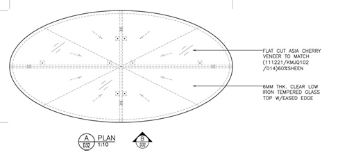 One Kensington Gardens Spa // Bespoke furniture for hospitality projects by Decca London-shop drawing-oval coffee table