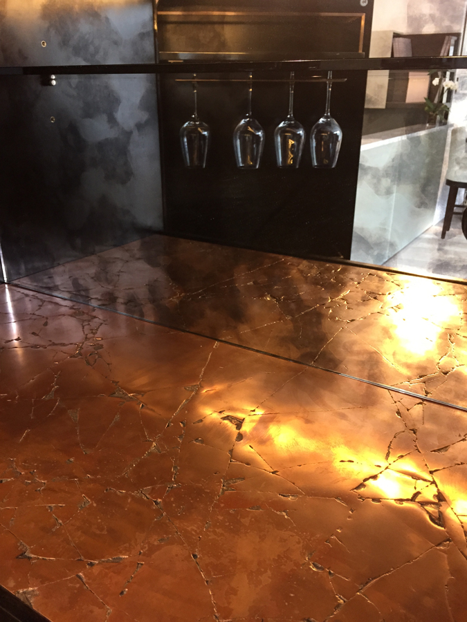 Bespoke by Decca // Bespoke Dry Bar Cabinet // Copper cracked metal by Solomon&Wu used in the interior // Bespoke furniture by Decca London