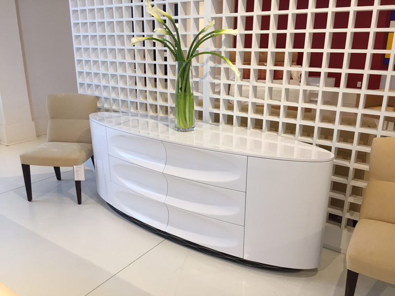 Decca London // Signet Collection by Dakota Jackson // Signet Credenza in Glacier White Lacquer Finish // Modern Interiors